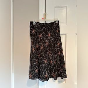 Black Floral Flowy Skirt